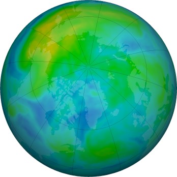 Arctic ozone map for 2025-10-15